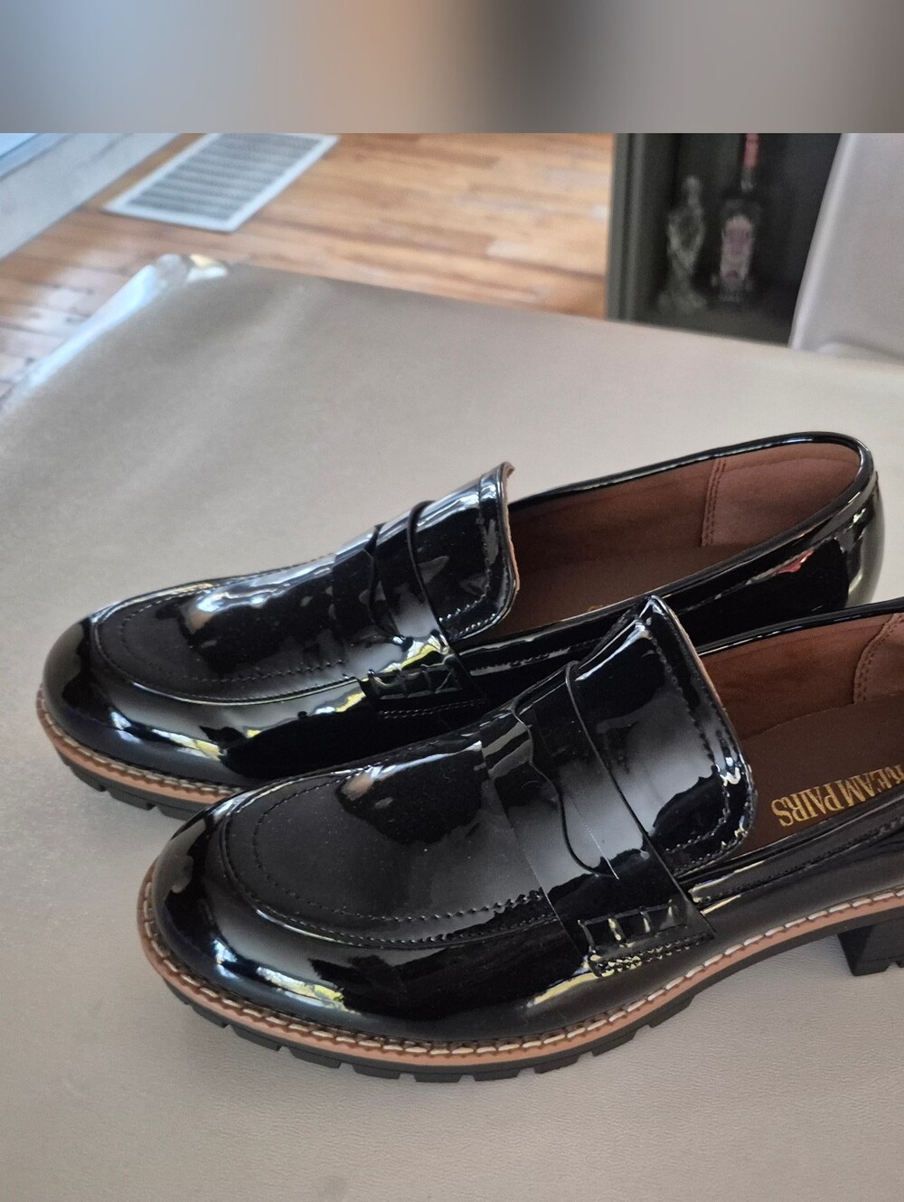 Ladie's Black Patent Leather Penny Loafers
